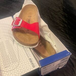 Birkenstock tango red patent madrid sandals new in box euro 35/4-5